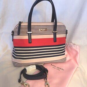 Kate Spade Woven Maise Cedar Street Stripe Satchel/Crssbdy in Red Dawn/Multi EUC